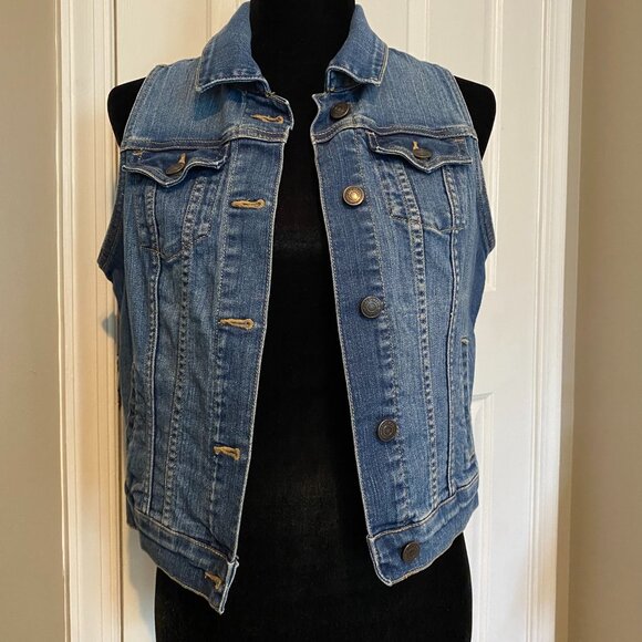 OLD NAVY Denim Vest Medium Wash Sz S/P/P - Picture 1 of 8